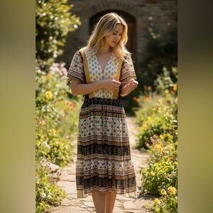 Anthropologie One September Provencal Boho Midi Dress Small